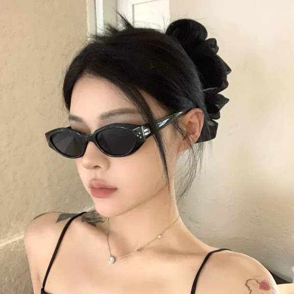 COD ⚡Kacamata Hitam Cat Eye Mewah Bingkai Persegi Kacamata Hitam Anti UV Dan Radiasi - Image 5