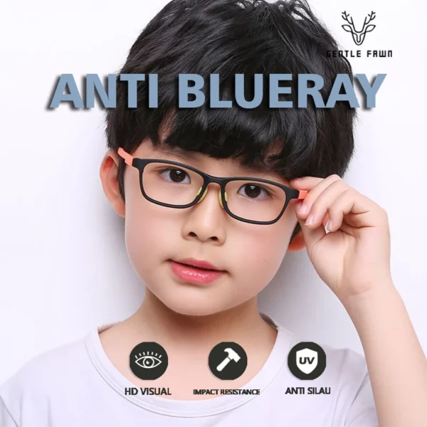 GENTLE FAWN Kacamata Anak Antiradiasi Blueray/Antiradiasi BlueLight Komputer/TV/HP Anti UV TR90 Lentur 2104 - Image 6