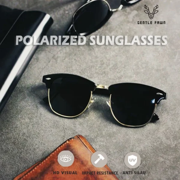 Gentle Fawn Kacamata Hitam Sunglasses Polarized Style Kotak Tr+Metal Model Club Master Fashion Pria Wanita 3016 4246 - Image 9